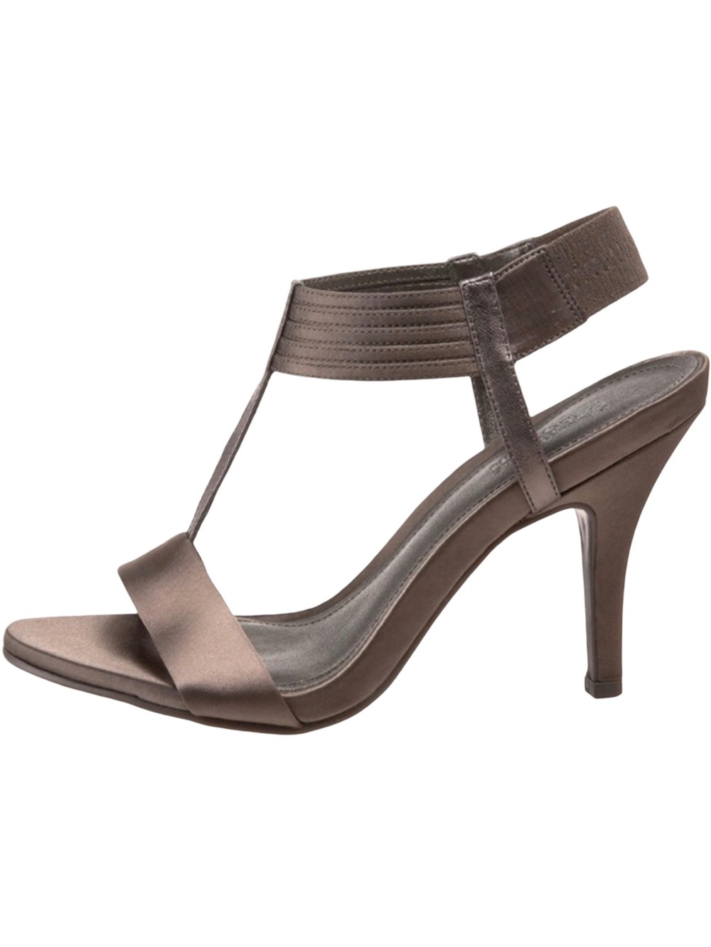 NWOT Kenneth Cole “Know Way” Reaction Metallic Taupe T-Strap Heeled Sandals
